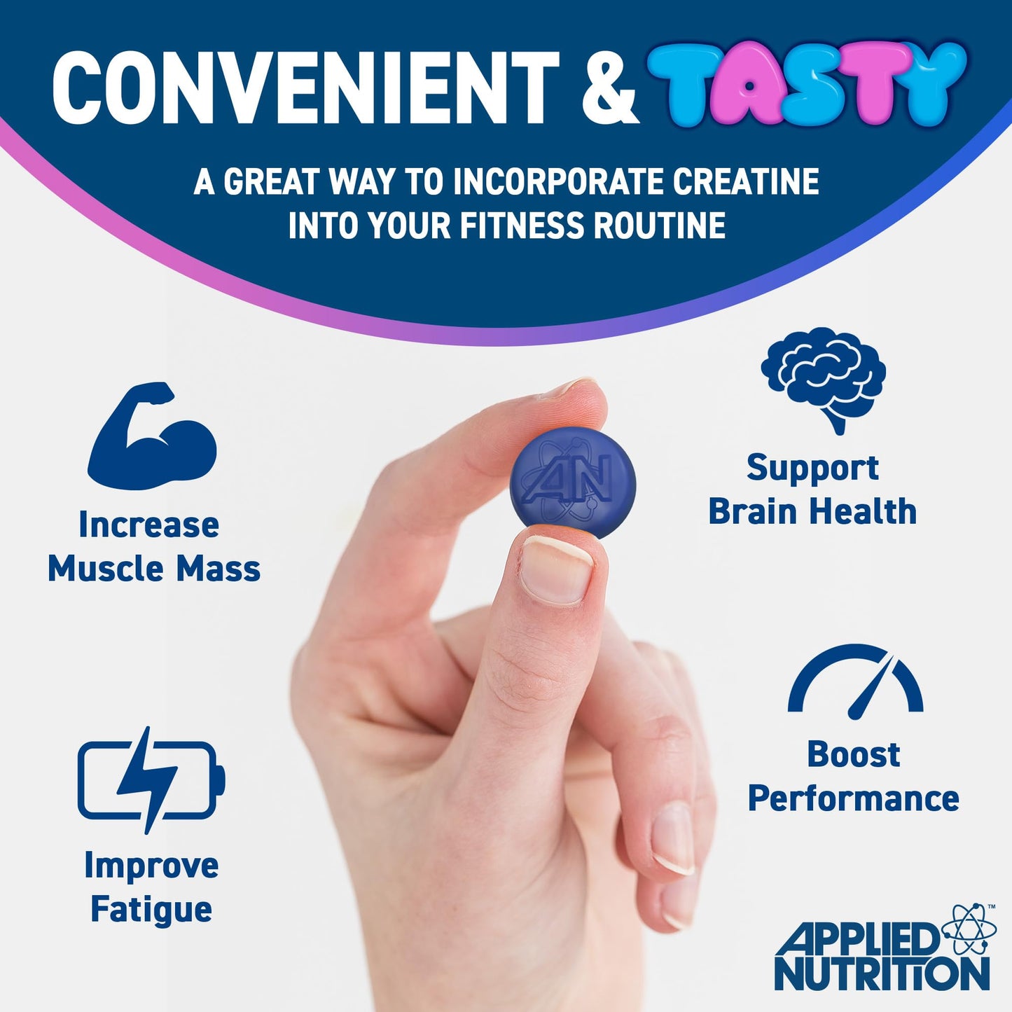 Applied Nutrition Creatine Gummies - 3000mg Creatine Monohydrate per Serving - 80 Chewable Vegan Gummies for Strength, Power & Recovery (20 Servings)