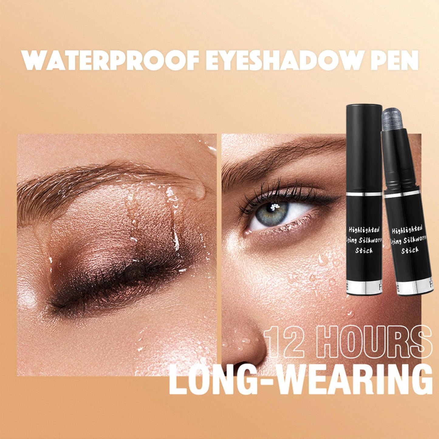 LYNTYAOU Metallic Black Eyeshadow Stick Cream Eye Shadow Stick, Shimmer Glitter Dark Grey Eye Shadow Pen, Highly Pigmented Smooth Long Lasting Waterproof Eyeshadow Pencil