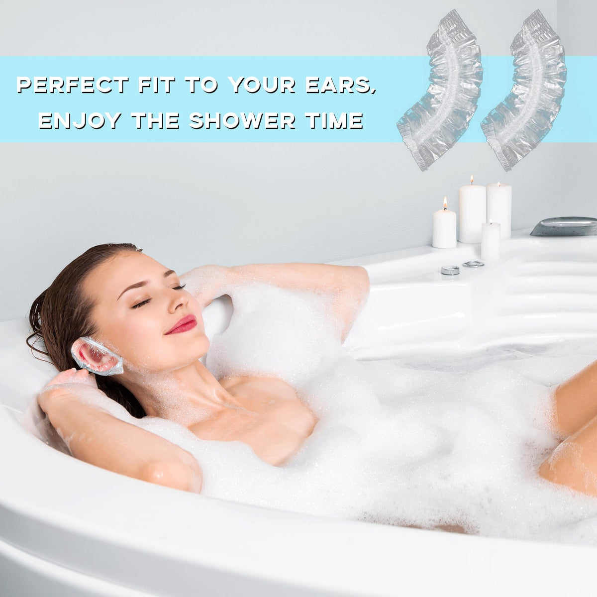 MEKEET 100PCS Clear Disposable Ear Caps Waterproof Ear Covers for Shower Ear Covers Caps Plastic Ear Protectors for Shower Bathing,Hair Dye,Travel Spa,Hotel and Hair Solon, Home Daily Use