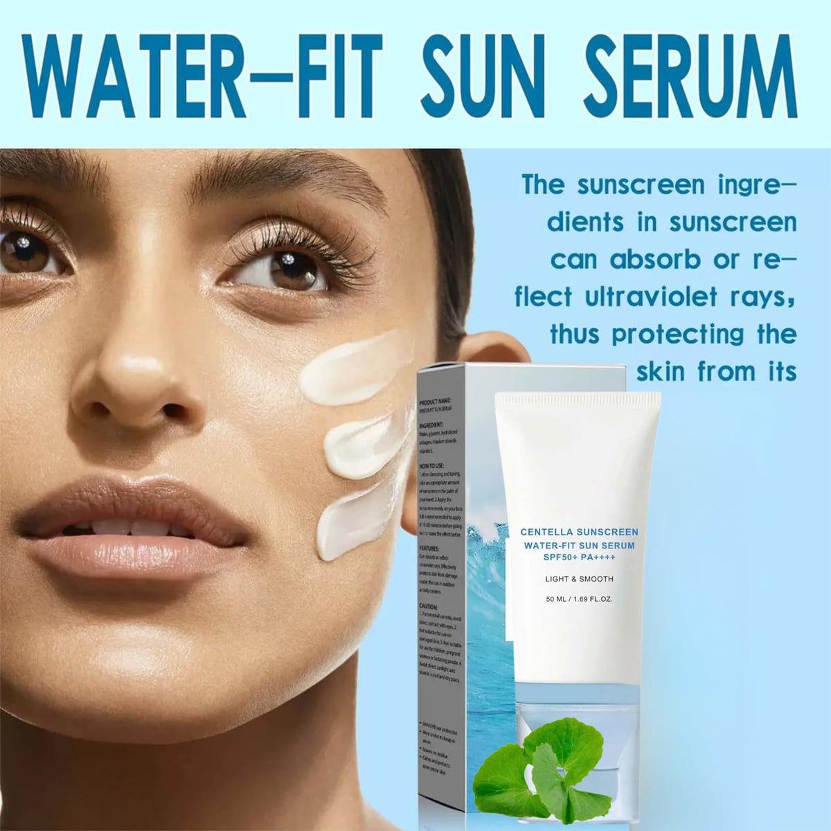 Tianyue Madagascar Centella asiatica Sunscreen, SPF 50 PA+++++Centella asiatica Facial Sunscreen, Korean facial moisturizer, hydrating skin care and UV protection, refreshing and not sticky.