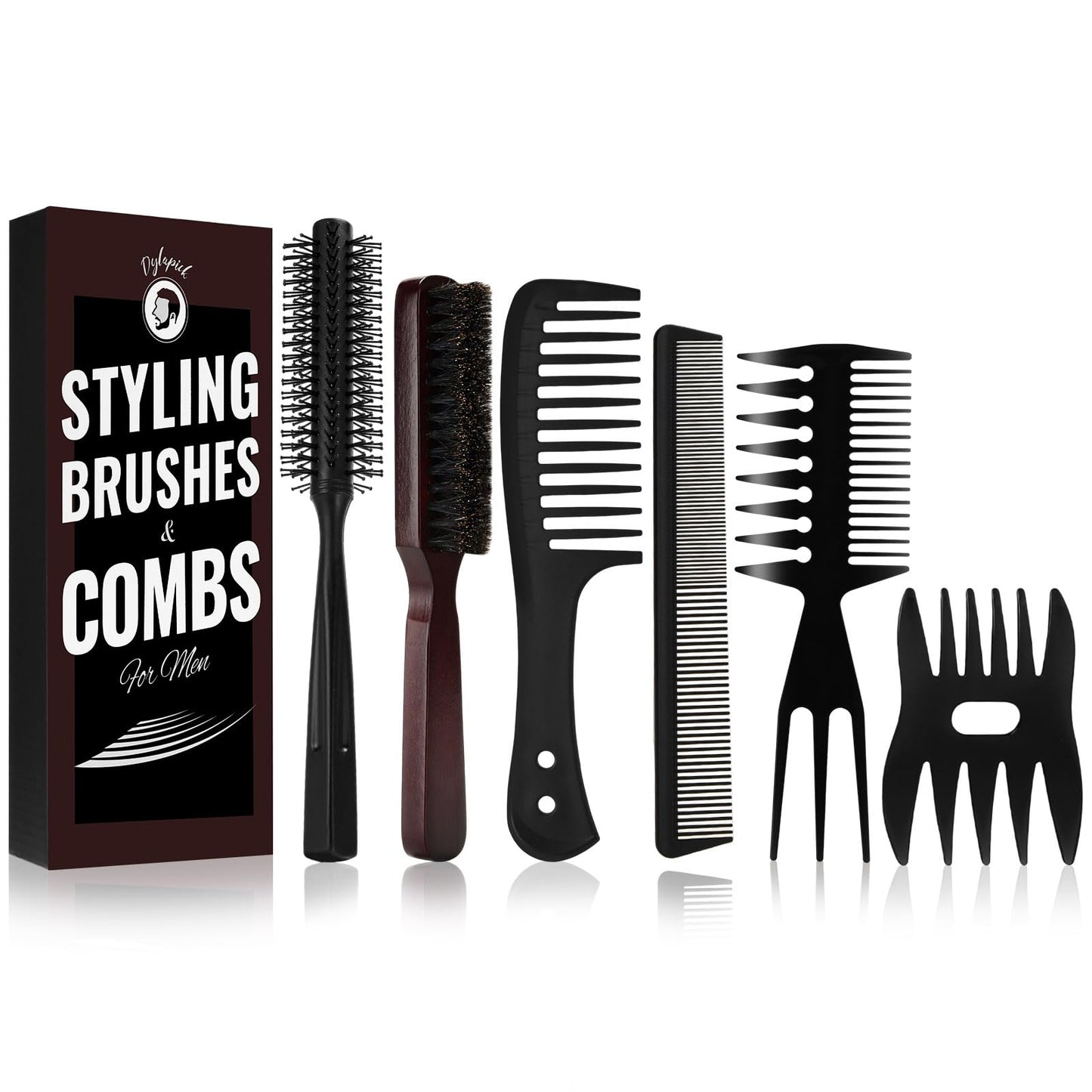 Dylapick Mens Hair Brush and Beard Brush Set,Boar Bristle Beard Brush Set