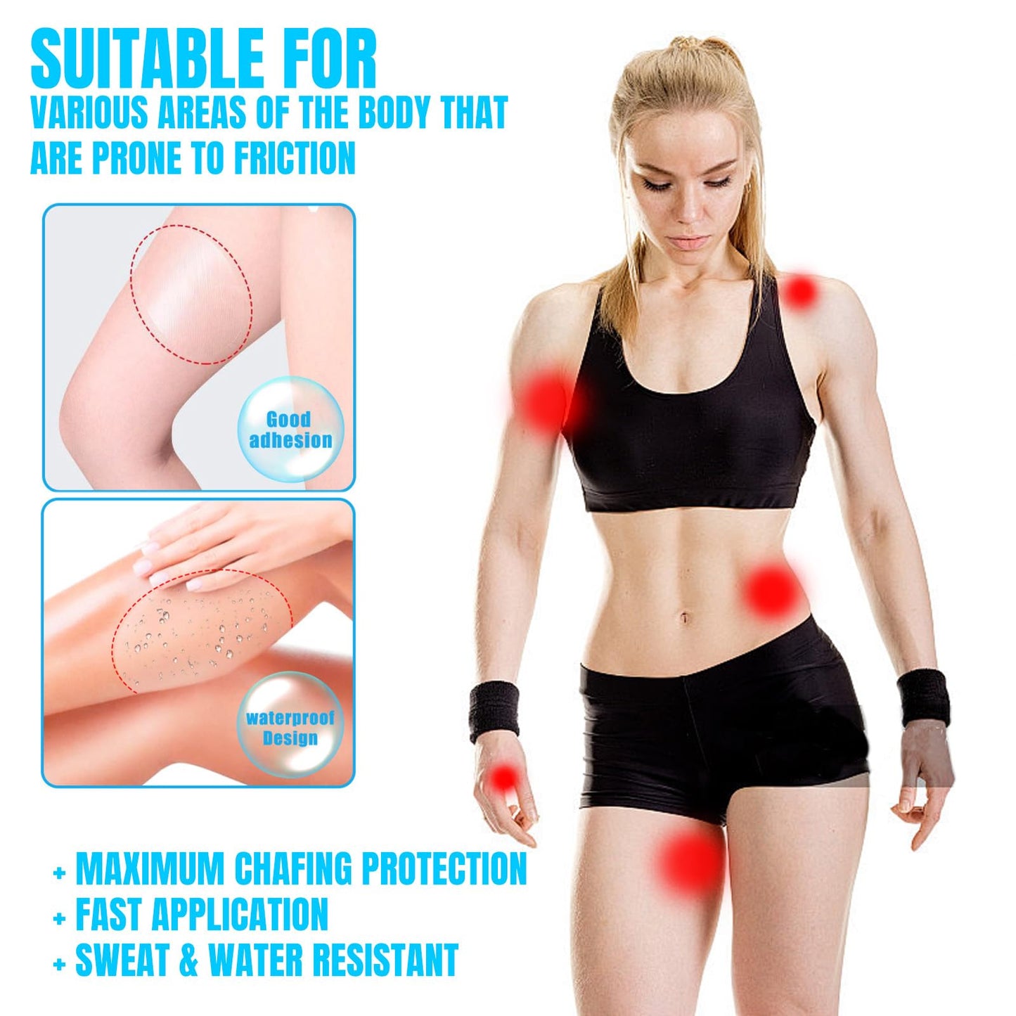 Leogony 3PCS Anti Chafing Cream, Waterproof Anti Chafe Stick, for Heel,Lower Arm,Legs,Skin Protection, Thigh Rescue