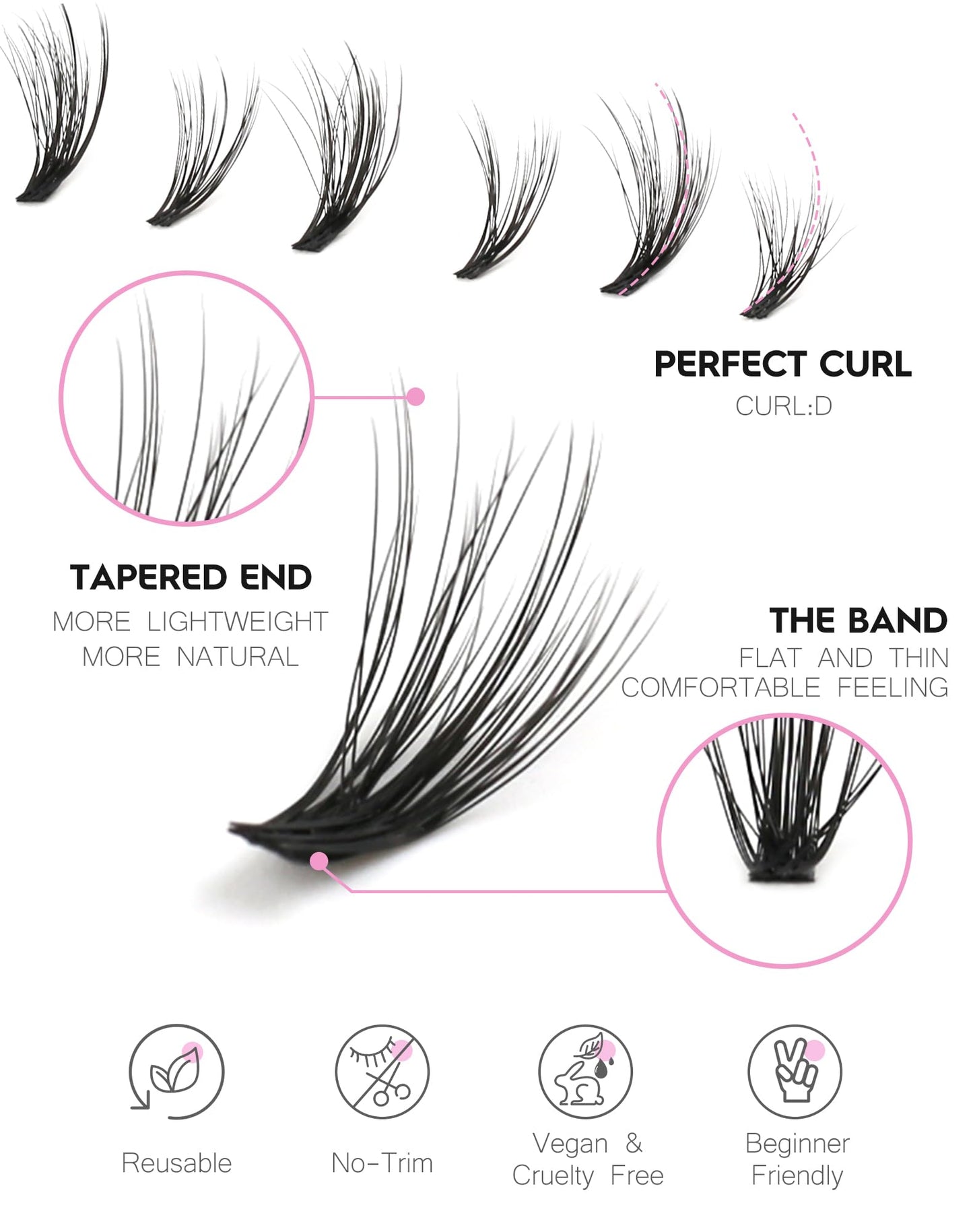 Jiocolor Lash Clusters Wispy Individual Lashes Natural Lashes Clusters 7 Pairs DIY Mink Cluster Eyelash Extensions Fluffy D Curl Eyelash Clusters by JIOCOLOR