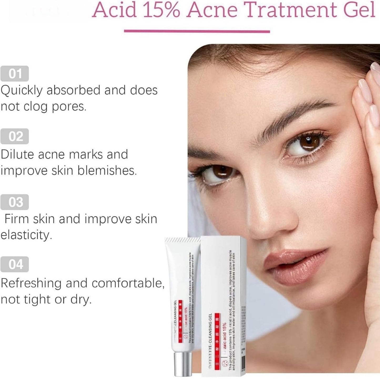SingHao Aze-laic Acid 15% Acne Tratment Gel,15% Acid Acne Treatment Gel for Face,Azel-aic Acid Cream for Face,Acid Facial Serum,Aze-laic Ac/id Serum Cream with Niacinamide & Vitamin C,Anti Acne G/el for Spot