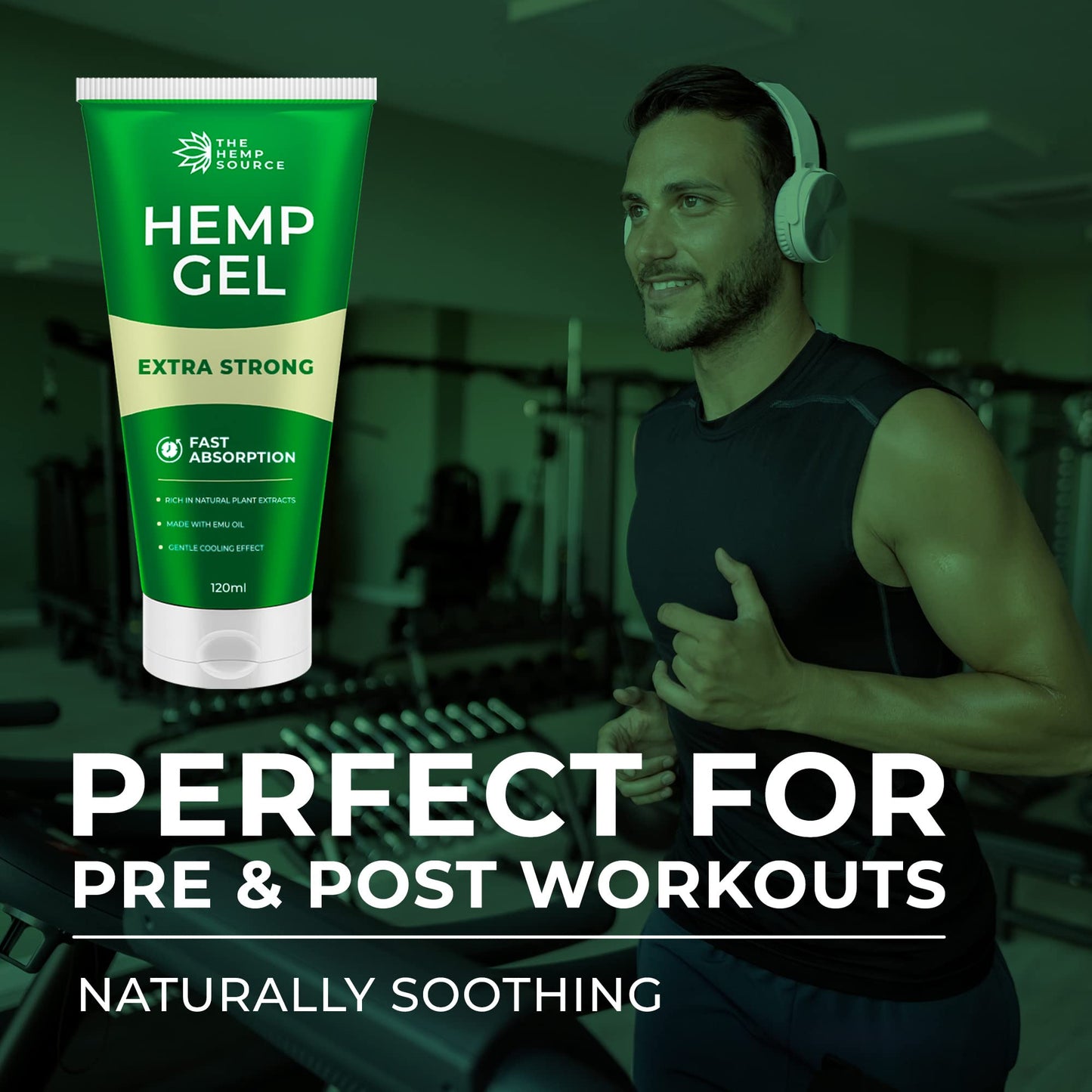 The Hemp Source Hemp Active Gel | High Strength Hemp Oil Formula | Hemp Intensive Gel with Emu Oil, Menthol & Aloe Vera | Rich in Natural Extracts | for Back, Neck, Hands, Feet | Large 120ml Tube