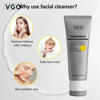 VGO Face Cleanser, Face Wash of Double Care and Effects, Cleansing Mud Mask & Amino Acid Cleansing Double Tube in 1 Facial Cleanser for All Skin Types 100g