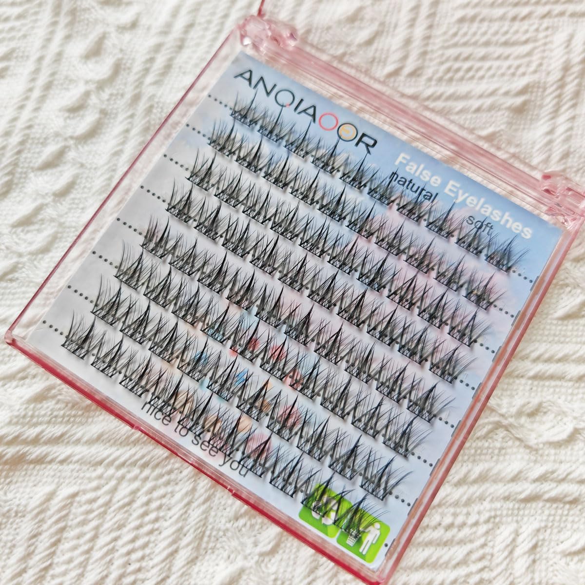 ANQIAOER False Eyelashes Cluster Natural Look Wispy Spiky Wide Stem 11-12-13mm-C Curl DIY Individual Lash Extension Soft Manga lashes for Makeup Use at Home