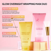 Shefave Turmeric & Collagen Night Wrapping Mask, Collagen Mask Overnight Peel Off Face Mas K – Hydrating, Firming & Revitalising For Glowing Skin, Korean Skincare