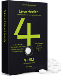 4 HIM LiverHealth Tablets – Choline 90mg & Artichoke 450mg for Liver Function – Selenium for Thyroid – 10-in-1 Complex with Zinc, D3, B6 & B2 – for Men – 60 Vegan Tablets – Lab Tested, GMP-Certified