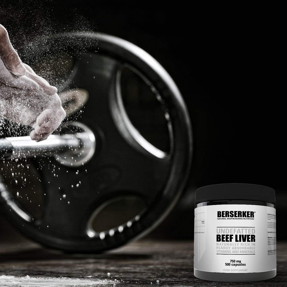 Berserker Desiccated Beef Liver 750mg 120 Capsules Un-defatted Meaning Full Absorption of Naturally Occurring Vitamins and Minerals Found in Beef Liver. Made in The UK.