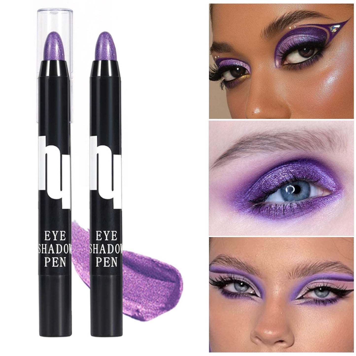 LYNTYAOU Shimmer Purple Eyeshadow Stick, Lavender Pearl Eye Shadow Pen Fine Cream, Glitter Radiant Metallic Eyeliner, Creamy Eye Pencil Crayon, Eyes Makeup Gift for Women