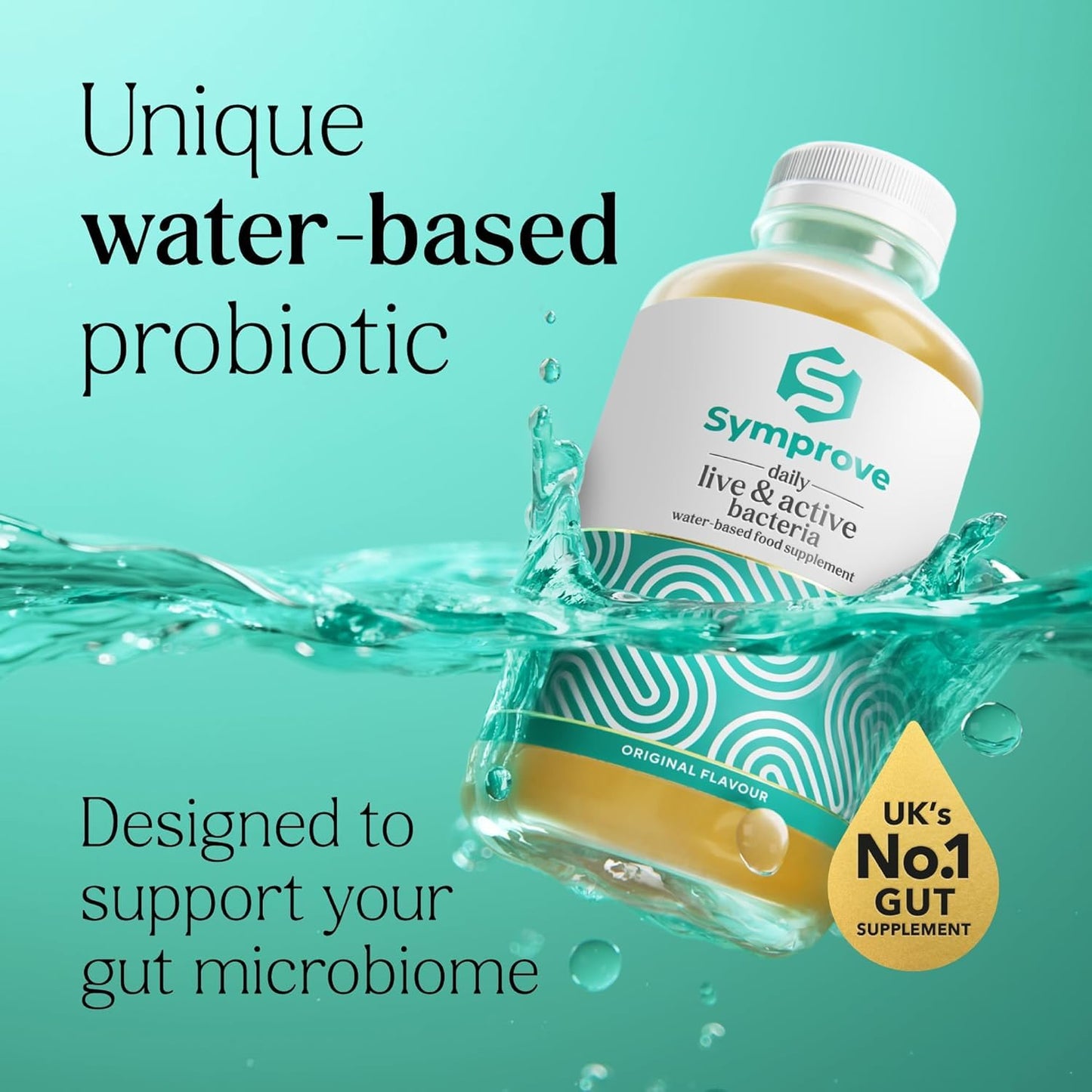 Symprove Original 1 Week Pack Daily Essential Gut Health Supplement, Probiotic Drink with Live Bacteria, Vegan - 1x500ml