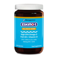 Metagenics Eskimo-3 Balanced Mind- High EPA Omega-3 Fish Oil + Vitamin D - 50 Capsules
