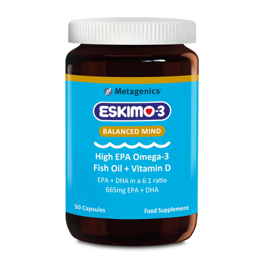 Metagenics Eskimo-3 Balanced Mind- High EPA Omega-3 Fish Oil + Vitamin D - 50 Capsules