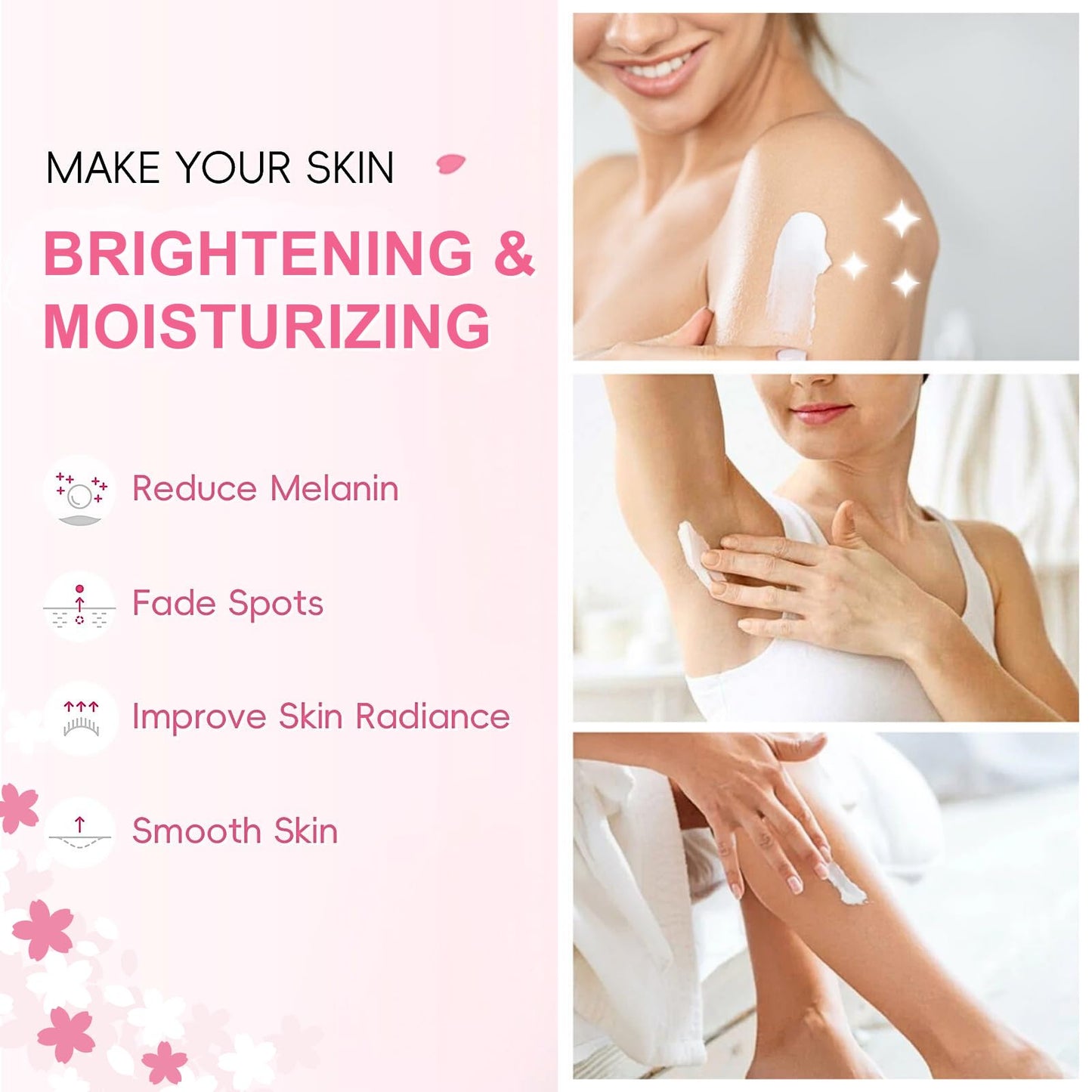 TBeautfave Underarm Brightening Cream, Skin Bleaching Creams, Skin Brightening Cream for Armpits/Knees/Inner Thighs/Intimate Areas, Vitamin C+Alpha-Arbutin+Niacinamide Body Lotion, 2PCS