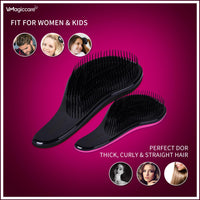 VMAGIC CARE Detangling Brush - Glide Through Tangled Hair - Best Brush for Women, Girls, Men & Boys - Wet & Dry Use (Black & Rose Red)