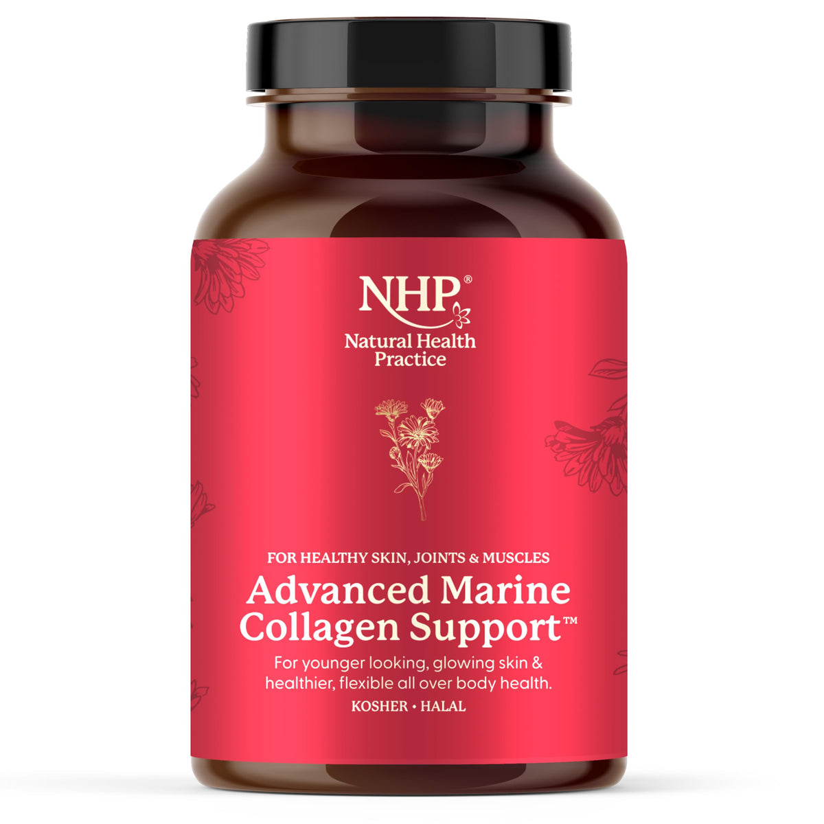 NHP The Natural Health Practice NHP Advanced Marine Collagen Support – Premium Marine Collagen with MSM, Hyaluronic Acid & Rutin for Radiant Skin Anti Aging, Joints, Tendons, Ligaments & Muscle Recovery – 90 Capsules