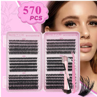 SIISTAS Fluffy Individual Eyelashes Kit 546Pcs Clusters Lashes 60D+80D+100D D Curl Thick Lash CLusters with Lash Bond and Seal Tweezers DIY Lash At Home Look Like Eyelash Extensions(60+80+100kit)