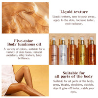 HIVETZ Body Shimmer Oil,Moisturizing Body Highlighter Makeup,Waterproof Liquid Luminizer, Non-Sticky Body Glow Shimmer Lotion,Body Smooth Light Shimmer Glow Oil for Face and Body,80ml (#04-Golden Brown)