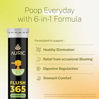 Auric Flush 365 Effervescent 20 Tablets with Triphala, Isabgol, Castor Oil & Senna | Honey Lemon Flavor | Plant-Based Supplement