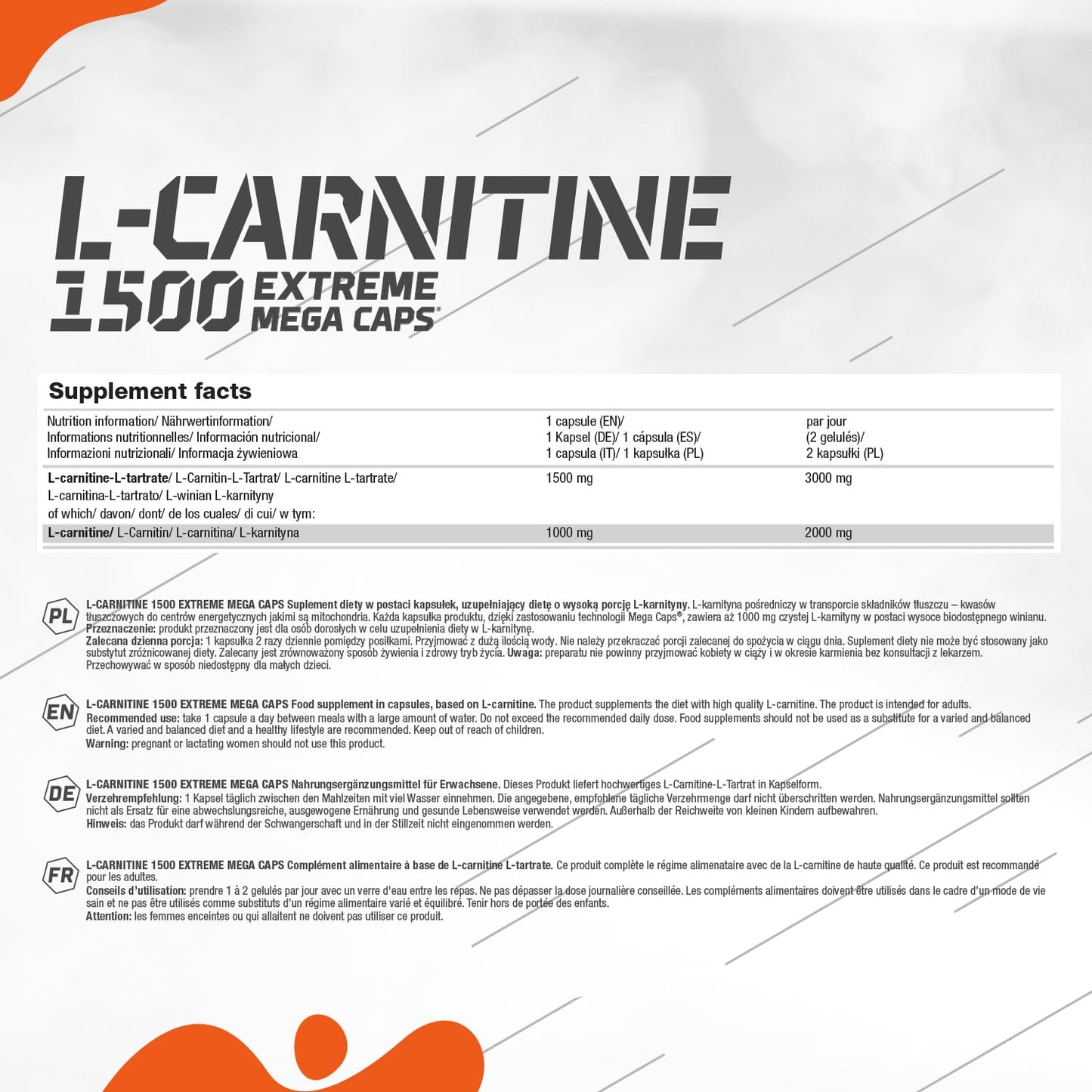 OLIMP SPORT NUTRITION Olimp L-Carnitine 1500 Extreme Mega Capsules - Pack of 120 Capsules