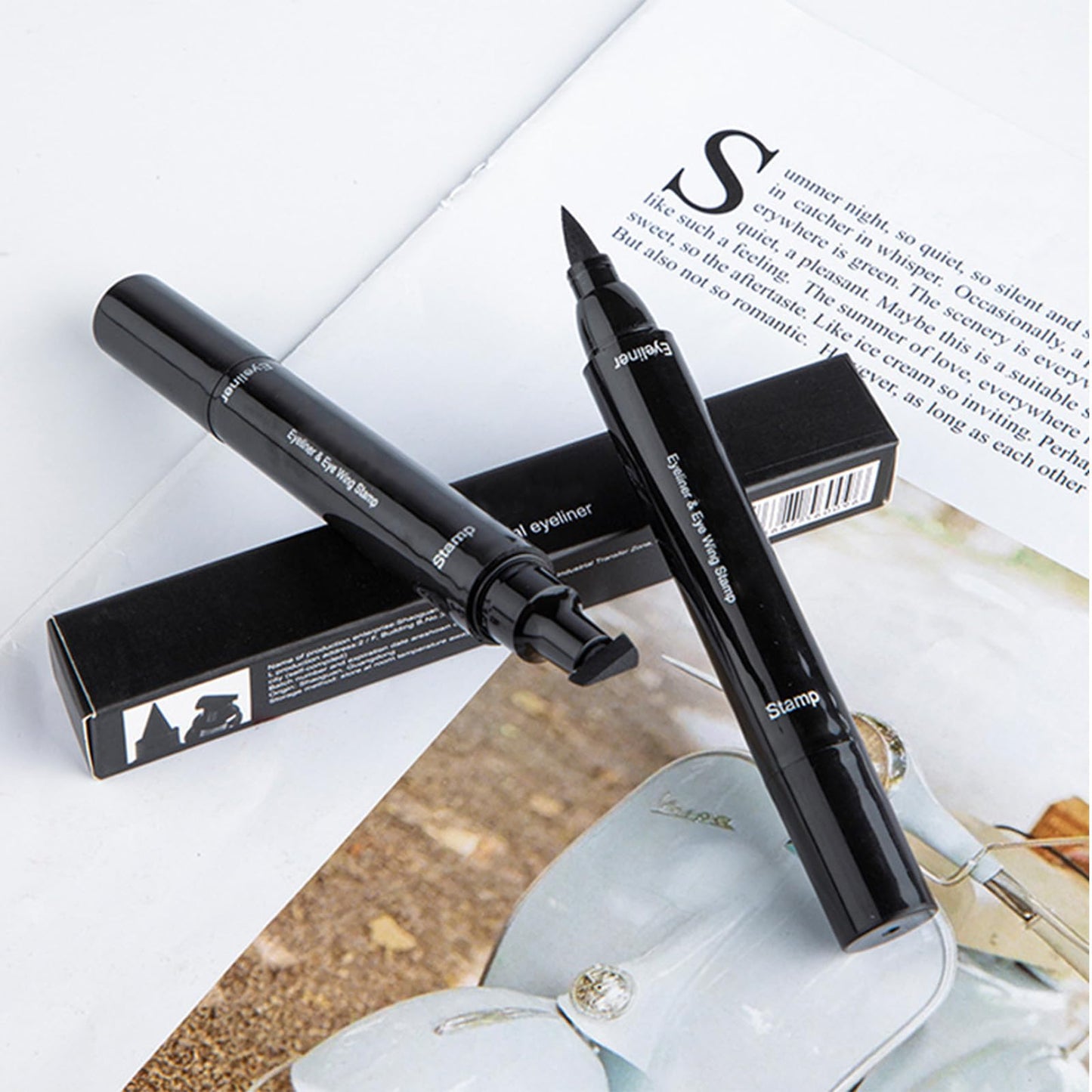 Mikloven 2Pack Dual Tip Eyeliner Stamp Pen 2 in 1 – Large & Small Wing, Waterproof Liquid Eyeliner Pencil, Long Lasting & Smudgeproof, Easy Cat Eye Makeup for Left & Right Eyes