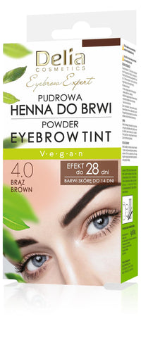 Delia Cosmetics - Powder Eyebrow Tint - LIGHT BROWN - Natural Herbs and Color - Enhanced, Darkened, Thick Brows - 20 Easy Applications / 4 Weeks - Complete Set