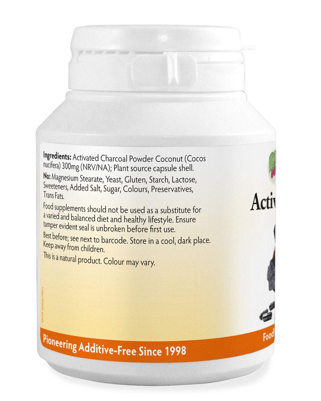 Activated Coconut Charcoal 300mg x 90 Capsules (Cocos nucifera), 100% Natural, High Absorbency, Vegan, Magnesium Stearate Free & No Nasties, Made in Wales