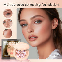 HOPHAT Baked Colour Correcting Powder Foundation – Lightweight Baked Foundation for Mature Skin, Neutralises Redness & Uneven Skin Tone, Natural Smooth Makeup (# 01 Fair)