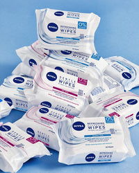 NIVEA 3 in 1 Refreshing Cleansing Wipes Pack of 6 (6 x 25 Wipes), Refreshing Make-Up Wipes with Vitamin E, Cleansing Face Wipes, Make Up Remover