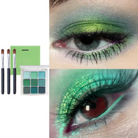 HIVETZ Green Eyeshadow Palette,Shimmer Eye Shadow Palettes,Glitter Eye Shadow Makeup,Glitter and Matte Eyeshadow,Green Eyeshadow,Highly Pigmented Eye Shadow Green,Eye Shadow Pallets with 3 Eyeshadow Brushes