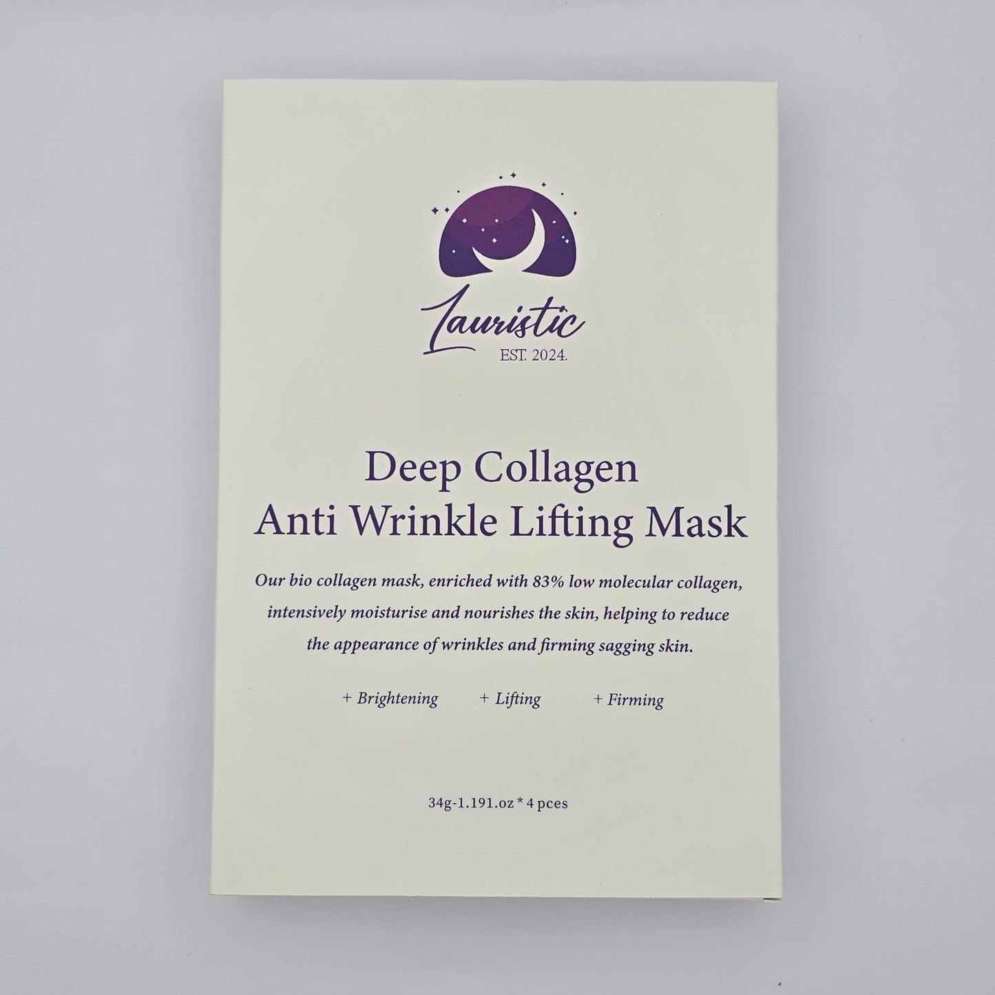 Lauristic Bio Collagen Real Deep Mask, Hydrating Overnight Hydrogel Mask, 34g (4 Pack)