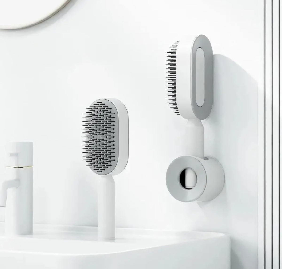 WANWEN Self Cleaning Hair Brush for Women, 3D Air Cushion Massager Brush, Easy Clean Hair Brush, Detangling Anti-Static Brush, Suitable for All Hair Types (White)