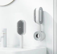 WANWEN Self Cleaning Hair Brush for Women, 3D Air Cushion Massager Brush, Easy Clean Hair Brush, Detangling Anti-Static Brush, Suitable for All Hair Types (White)