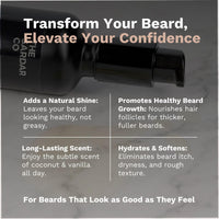 The Sardar Co THE SARDAR CO Coconut & Vanilla Beard Oil – Deep Hydration & Conditioning – Organic Argan & Jojoba for Growth, Softness & Nourishment – Lightweight, Non-Greasy Formula – 30ml