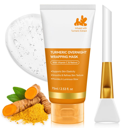 ThamGlow Turmeric Collagen Night Wrapping Mask, Kojic Acid Turmeric Collagen Mask Overnight Peel Off Face Masks - Brightening Face Treatment For Glowing Skin, Hydration Boost & Even Tone, Korean Skincare