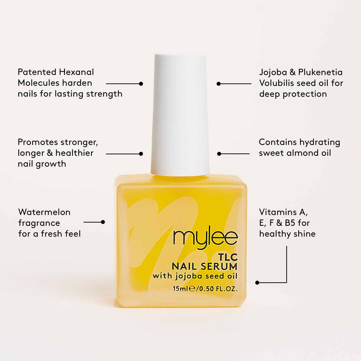MYLEE Mylee TLC Nail Serum – 15ml Nail Treatment to Repair Nails, Promote Stronger, Longer & Healthier Growth and Nourish Cuticles, Features Fresh Watermelon Scent, Contains Sweet Almond Oil & Vitamins