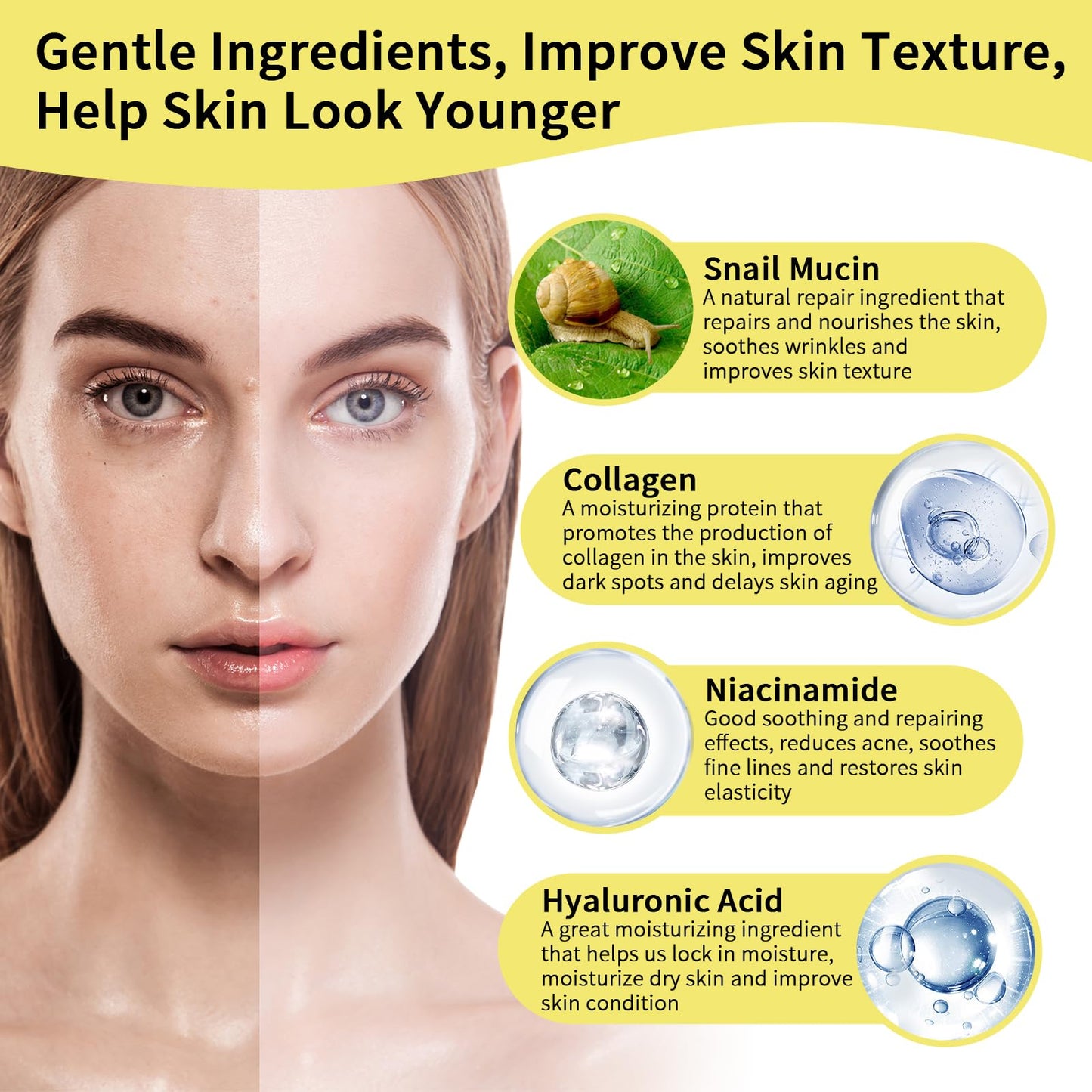 BECHOICEN Advanced Snail Mucin Skincare Set For Teen Girl, Anti Wrinkle & Repair Face Skin Care Gift Set With Face Wash, Toner, Serum, Face Cream, Eye Cream, 5PCS Peptides Snail Mucin Kit Travel Size For Women