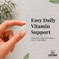 Ov OXFORD VITALITY Oxford Vitality Vitamin D3 1000IU & K2 MK7 Tablets | Bone Support Supplement | Easy to Swallow Daily Vitamin D and K2 Tablets | Pack of 120