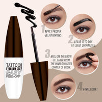 SHEBEEDO Eyebrow Tint Tattoo Peel Off Eyebrow Gel Semi-Permanent Colour Brow Tattoo Gel Waterproof Peel Off Eyebrow Gel, Lasts Up to 3 Days Makeup, Tattoo Brow Tint Suitable for All Brow Shapes(Light Brown)