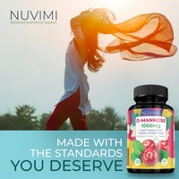 D Mannose 120 Capsules, 1000 mg per Dose, Promotes Urinary Tract Health, Natural Vegan UTI Defence by NUVIMI®