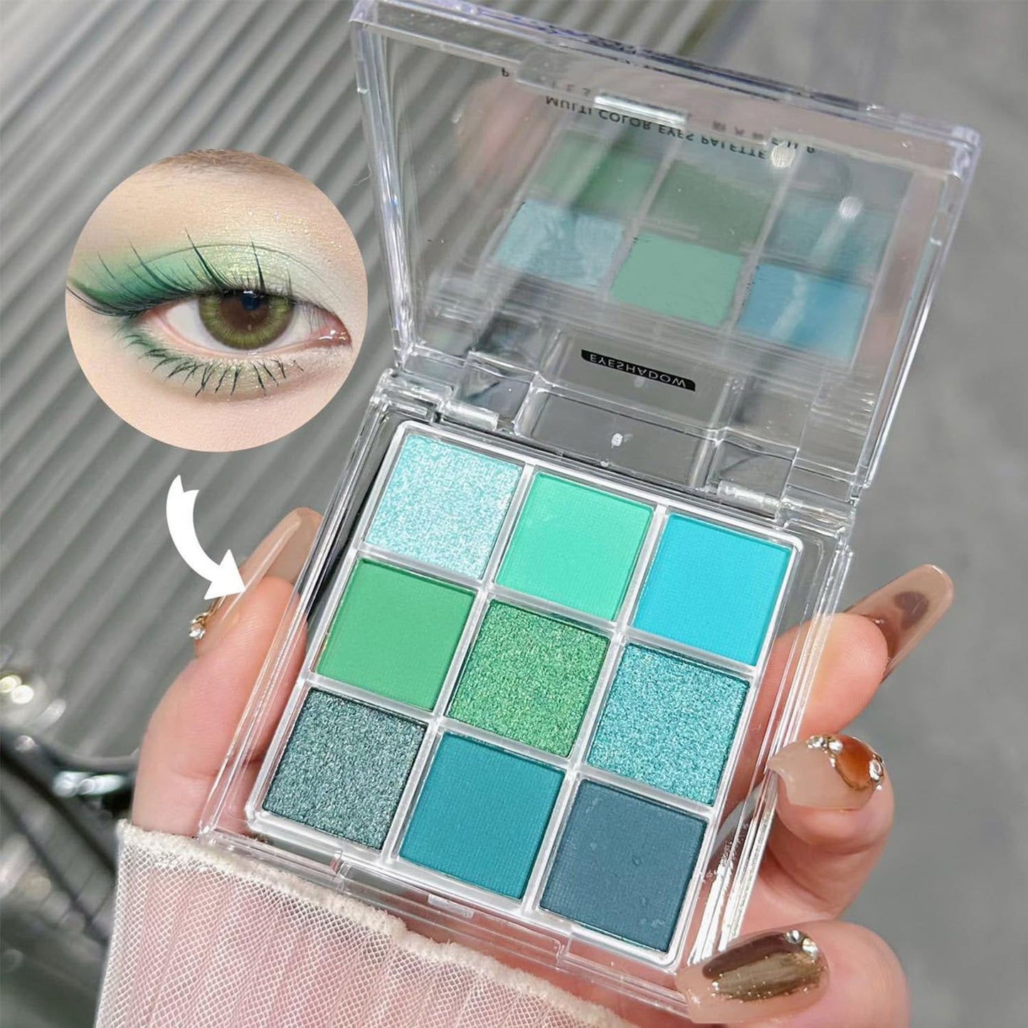 Generic Green Eyeshadow Palette, 9-Color Matte & Glitter Eyeshadow, Easy to Blend, Vibrant Highly Pigmented Eye Makeup Palettes, for Women Stunning Looks Any Occasion