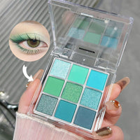 Generic Green Eyeshadow Palette, 9-Color Matte & Glitter Eyeshadow, Easy to Blend, Vibrant Highly Pigmented Eye Makeup Palettes, for Women Stunning Looks Any Occasion