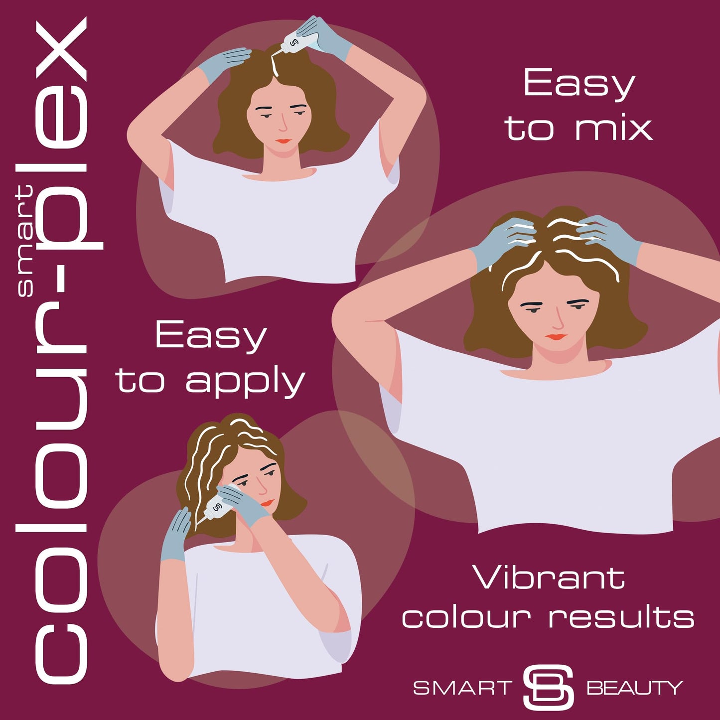 Rich Plum Hair Dye Permanent with Anti-Breakage Plex Hair Care, Vegan Hair Dye & Cruelty-Free, PPD Free Hair dye, 100% Grey Coverage, Warm Plum Hair Colour, by Smart Beauty (pack of 3)