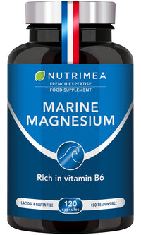Laboratoires Nutrimea Marine Magnesium Supplement - with Vitamin B6-120 Capsules - GMO-Free - Gluten Free - Lactose Free - Easy to Swallow Capsules - French Expertise - Nutrimea