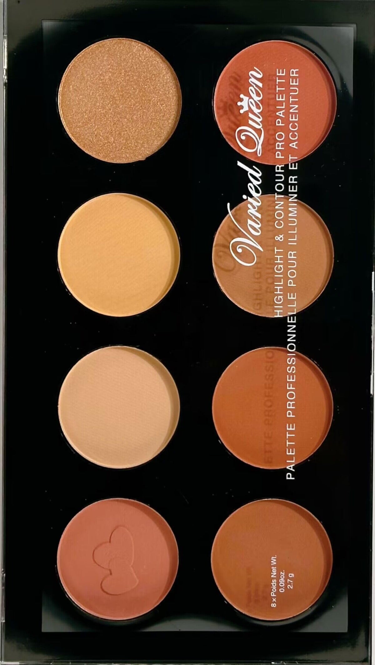 LyDia 8 Colours Highlighter, Blusher, Bronzer, Bronzing Face Contour Palette + Large Rose-Gold Fan Cheek/Blending/Contour/Highlighter/Bronzer/Dust Makeup Brush