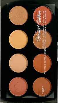 LyDia 8 Colours Highlighter, Blusher, Bronzer, Bronzing Face Contour Palette + Large Rose-Gold Fan Cheek/Blending/Contour/Highlighter/Bronzer/Dust Makeup Brush