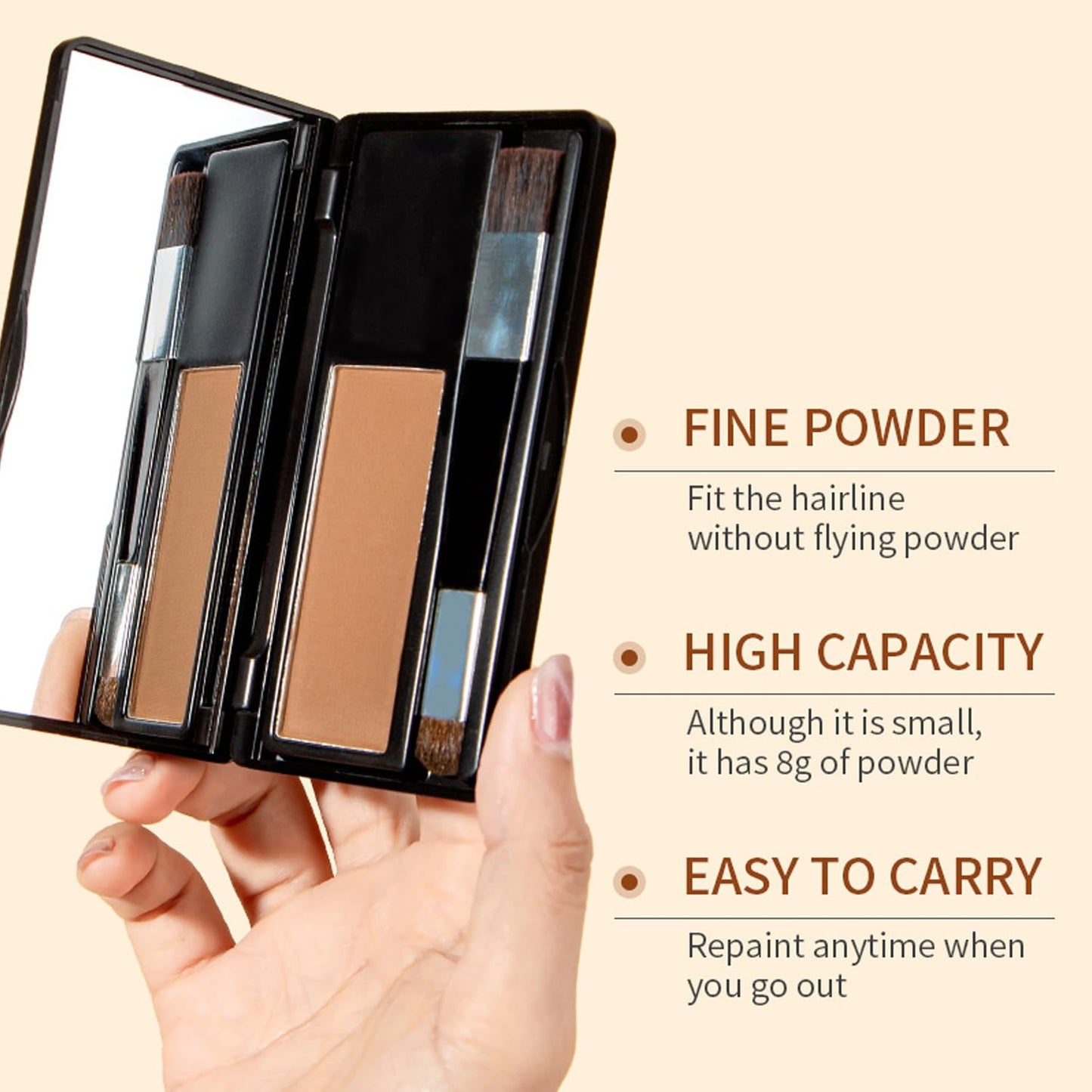 L0famy Root Cover Up Medium Brown, Root Cover Up Hairline Powder for Thin Hair, Hairline Powder, Root Touch Up Hair Powder, Water & Sweat Resistant Hair Loss Concealer Set for Thinning Hair Women (8g)