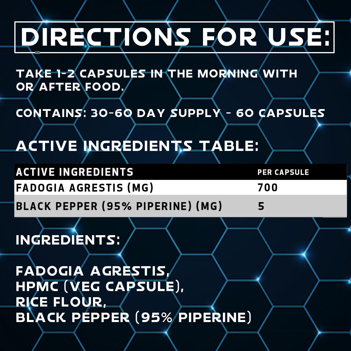 Optimised Research Labs Fadogia Agrestis High Strength Capsules 30 Day Supply, Muscle Growth, Muscle Recovery, Test Booster with Added Piperine to Enhance Bioavailability Vegan Friendly Capsules