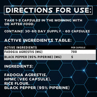 Optimised Research Labs Fadogia Agrestis High Strength Capsules 30 Day Supply, Muscle Growth, Muscle Recovery, Test Booster with Added Piperine to Enhance Bioavailability Vegan Friendly Capsules